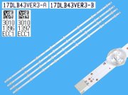 LED podsvit sada Vestel 17DLB43VER3 celkem 4 pásky 820mm / D-LED BAR. VESTEL 23559825 17DLB43VER3-A / 30101396 plus 17DLB43VER3-B / 30101397