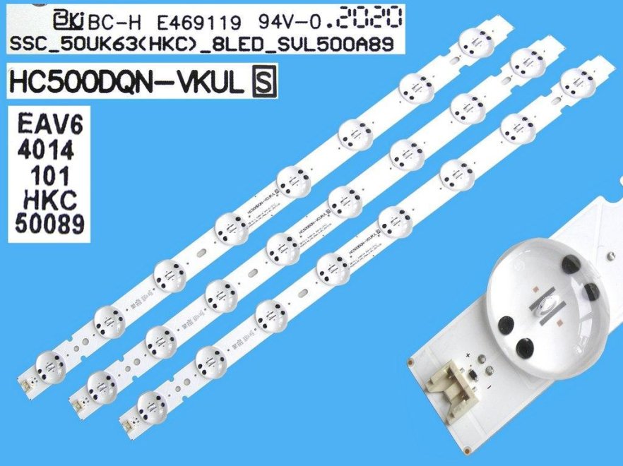 LED podsvit 520mm sada LG AGM76150301AL celkem 3 pásky / DLED TOTAL ARRAY 8 D-LED, HC500DQN-VKUL Trident_SSC_50UK63(HKC)_8LED_SVL500A89 / EAV64014101 náhrada - Kliknutím na obrázek zavřete