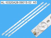LED podsvit 620mm sada Blaupunkt celkem 3 pásky / LED Backlight 9 DLED HL-10320A28-0901S-02 A5, 358P207850A, 358P207850B, náhradní výrobce
