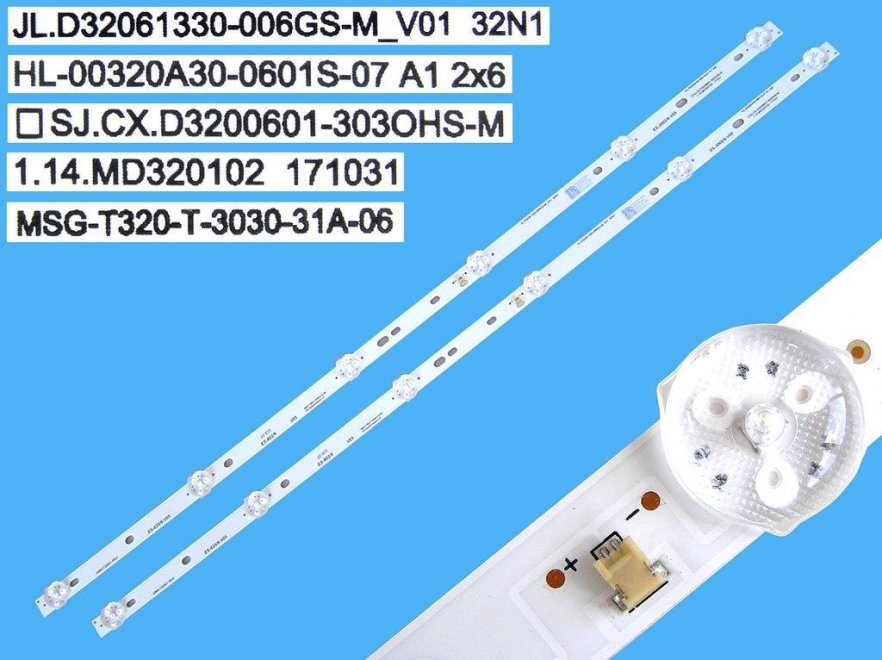 LED podsvit 575mm sada China TV celkem 2 kusy / DLED Backlight 6-DLED, JL.D32061330-006GS-M_V01 32N1 / SJ.CX.D3200601-3030HS-M / MSG-T320-T-3030-31A-06 / HL-00320A30-0601S-07 A1 náhradní výrobce - Kliknutím na obrázek zavřete