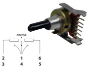 Potenciometr stereo otočný 4 x 10k / speciál pro Treble č.64, délka hřídele 13mm