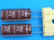 2700uF/6,3V - 105°C Nippon KZM kondenzátor elektrolytický, low ESR, long life, high ripple current