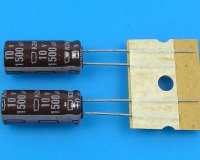1500uF/10V - 105°C Nippon KZM kondenzátor elektrolytický, low ESR, long life, high ripple current