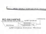 Kabel - metráž KOAX RG-59U/48FAS PVC 5mm koaxiální kabel 75 Ohm KK30B