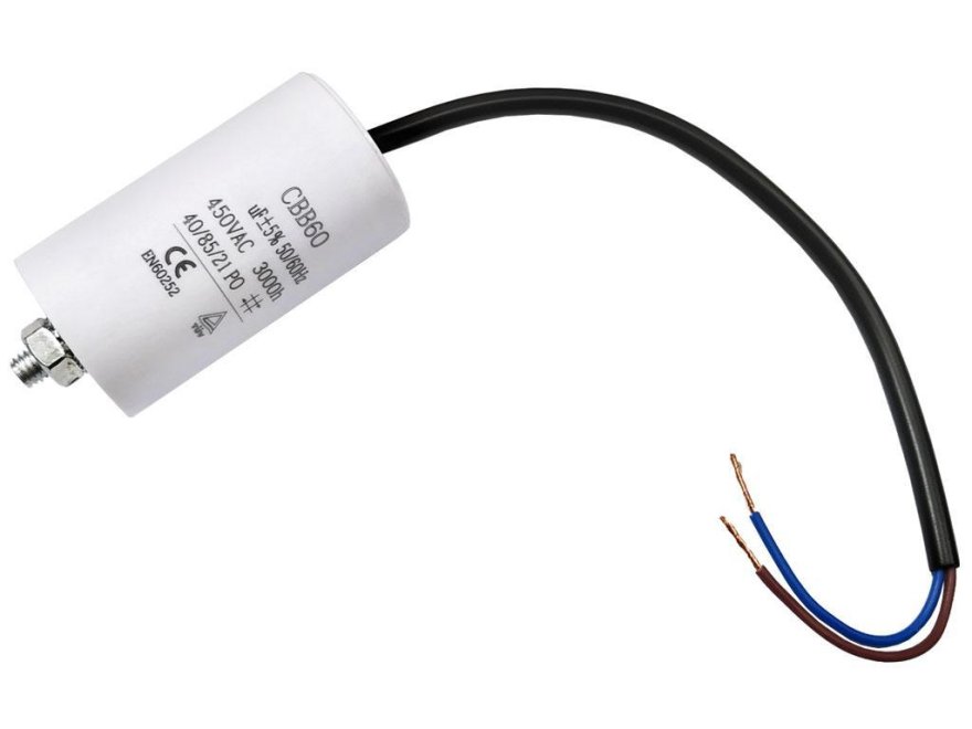 Rozběhový kondenzátor 25.0 uF 450V 50/60Hz CBB60, kabel 25cm, motorový běhový kondenzátor - Kliknutím na obrázek zavřete