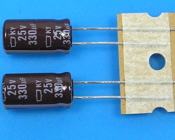 330uF/25V - 105°C Nippon KY kondenzátor elektrolytický, low ESR, long life - Kliknutím na obrázek zavřete